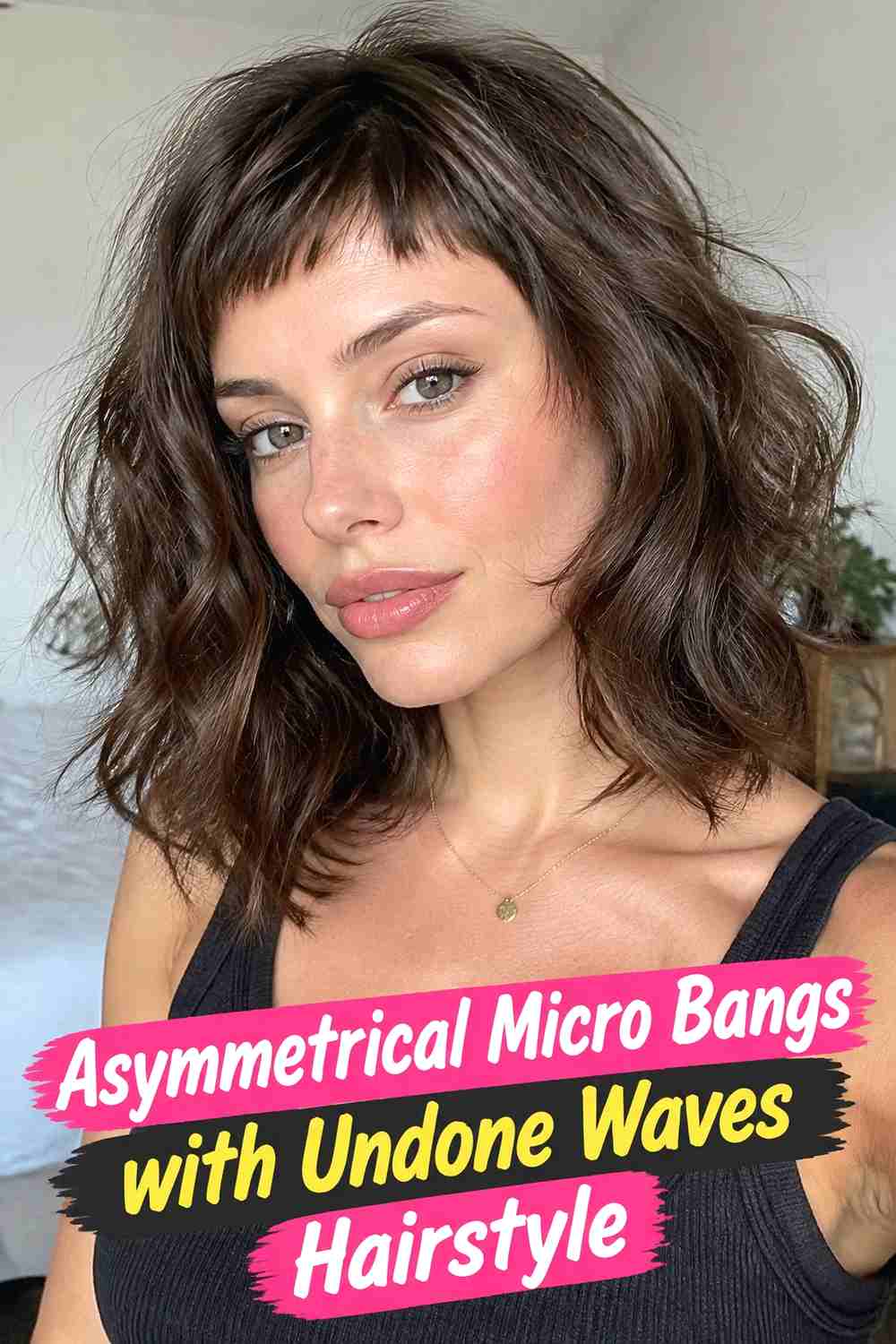 11. Asymmetrical Micro Bangs With Undone Waves Hairstyle