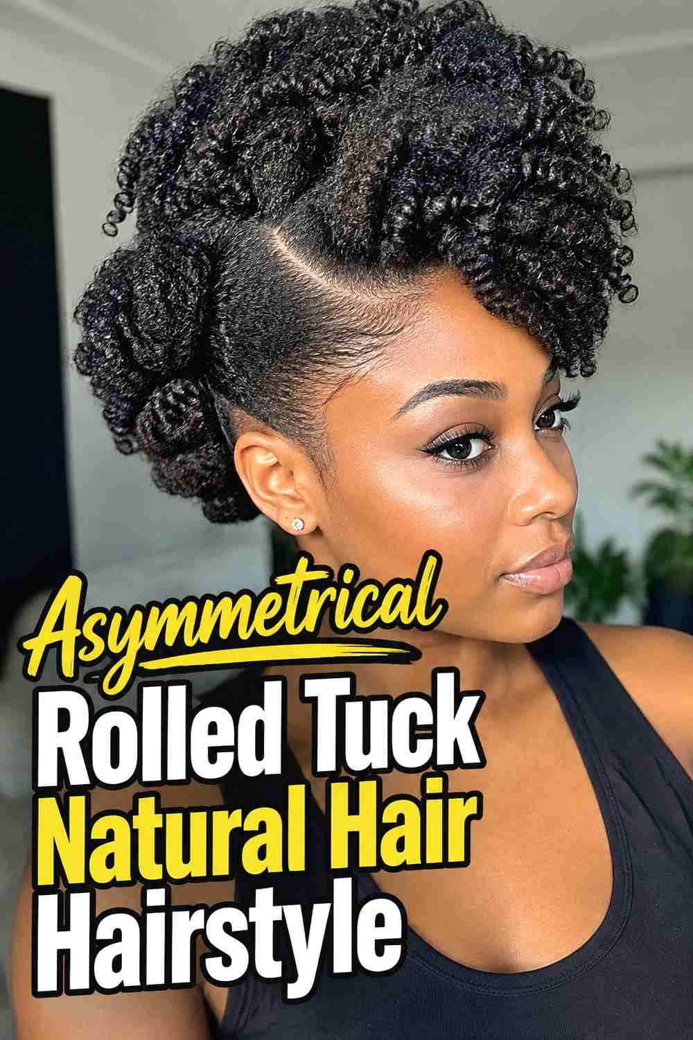 9. Asymmetrical Rolled Tuck Natural Hair Hairstyle