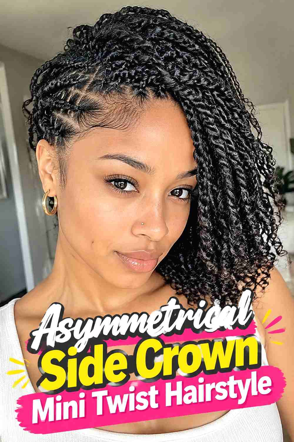 12. Asymmetrical Side Crown Mini Twist Hairstyle