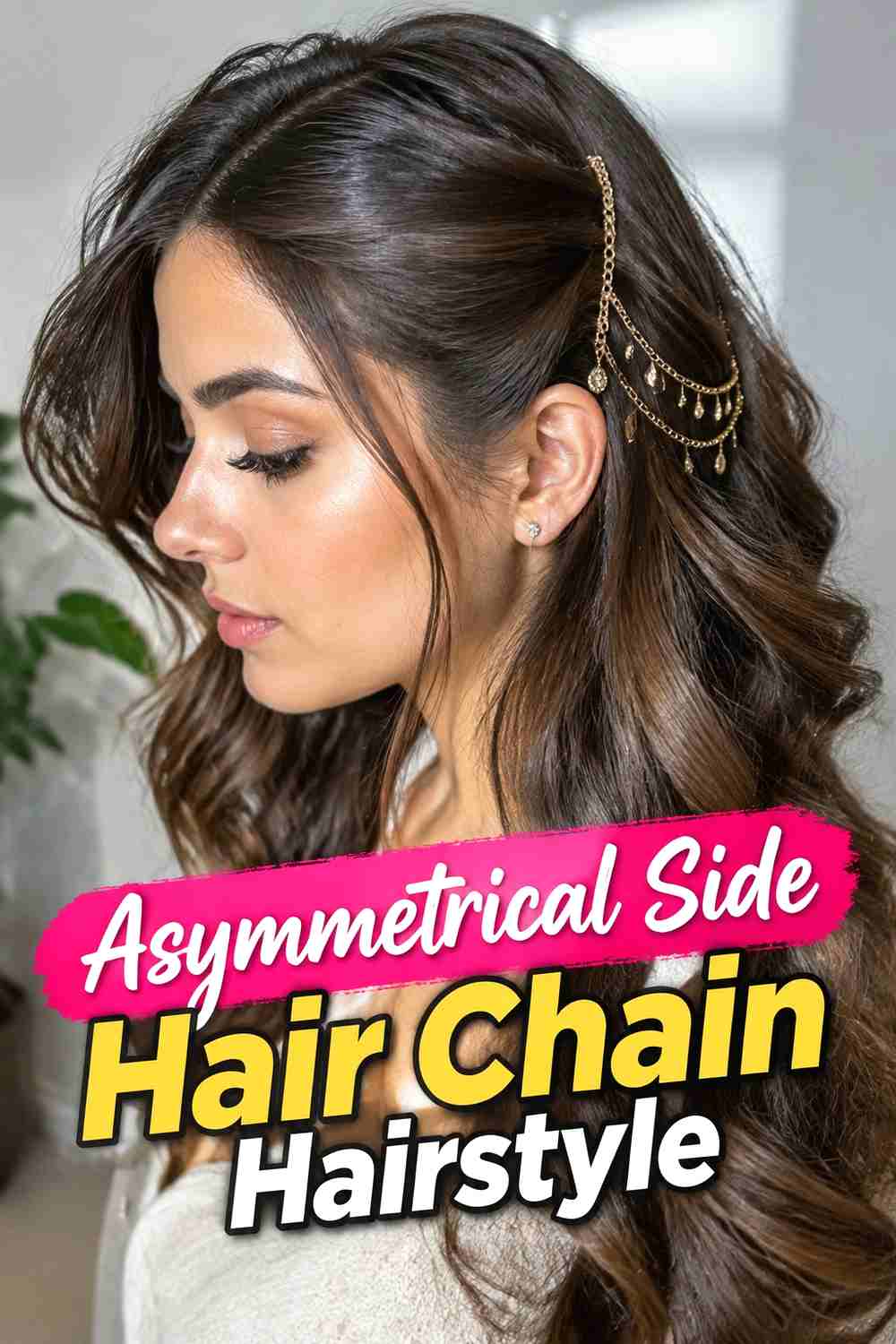 11. Asymmetrical Side Hair Chain Hairstyle