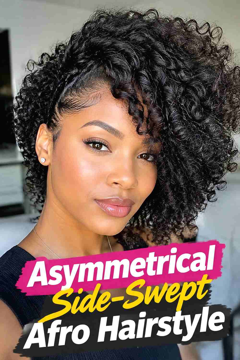 7. Asymmetrical Side Swept Afro Hairstyle