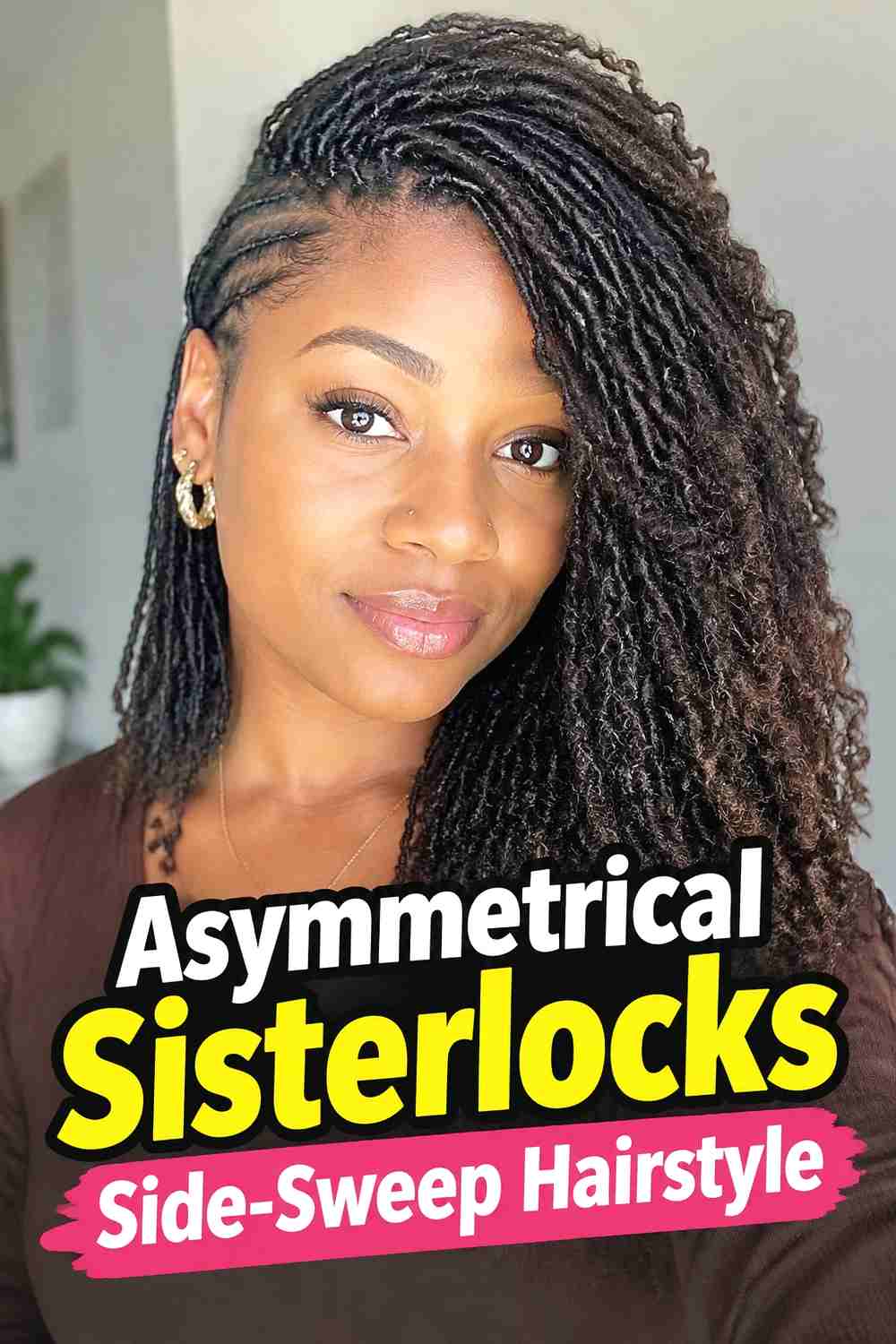 15. Asymmetrical Sisterlocks Side Sweep Hairstyle