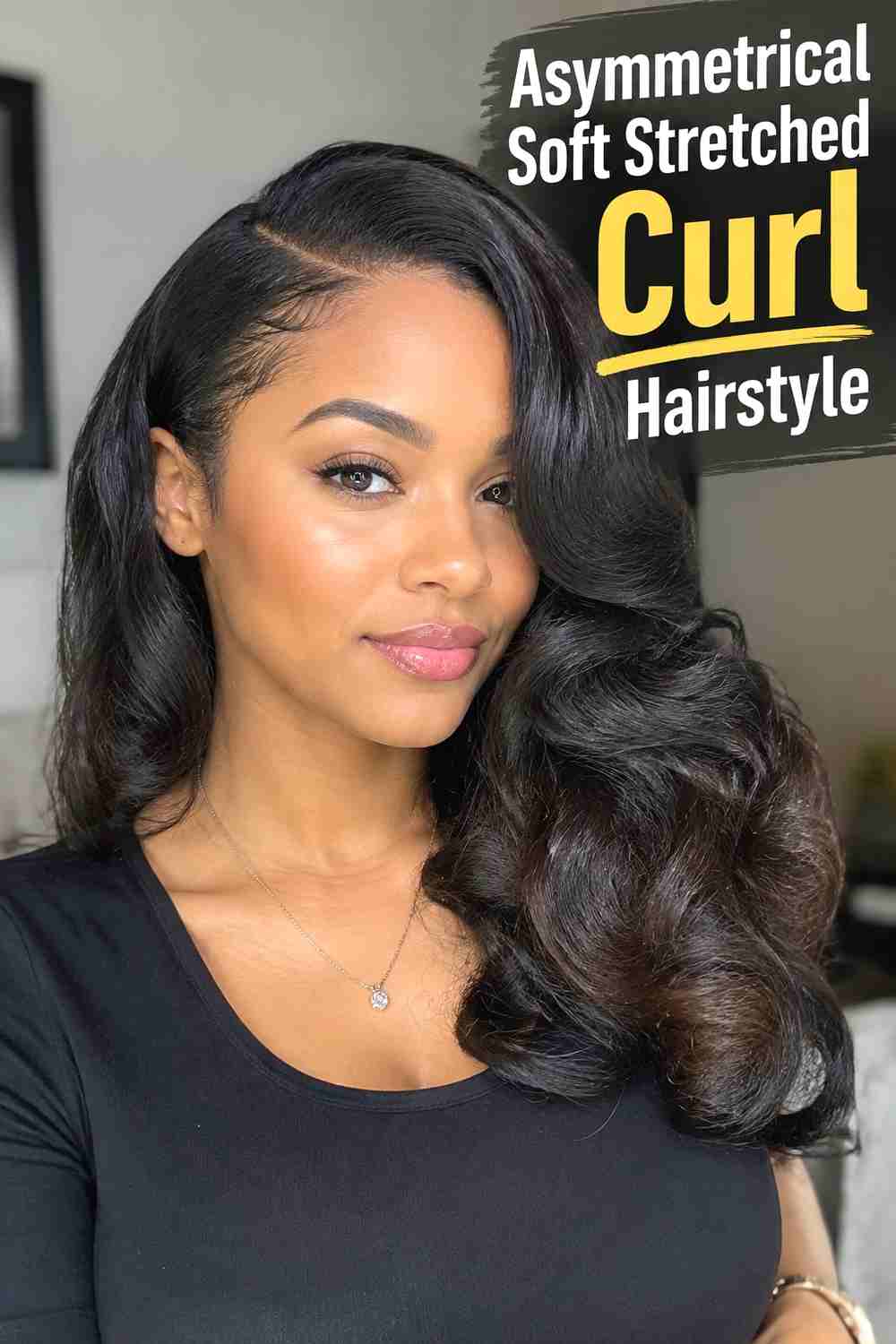 13. Asymmetrical Soft Stretched Curl Hairstyle