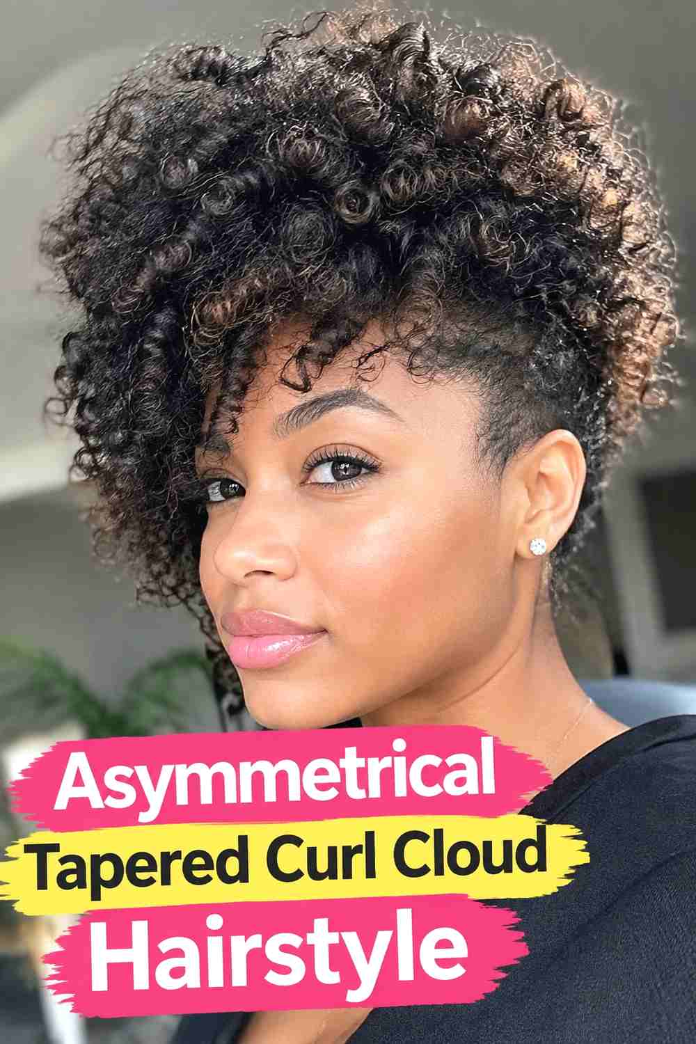 8. Asymmetrical Tapered Curl Cloud Hairstyle
