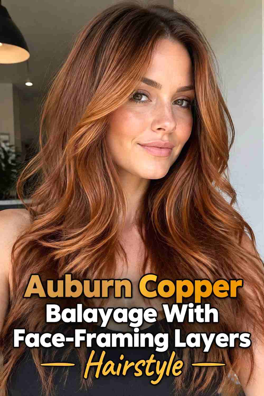 10. Auburn Copper Balayage With Face Framing Layers Hairstyle