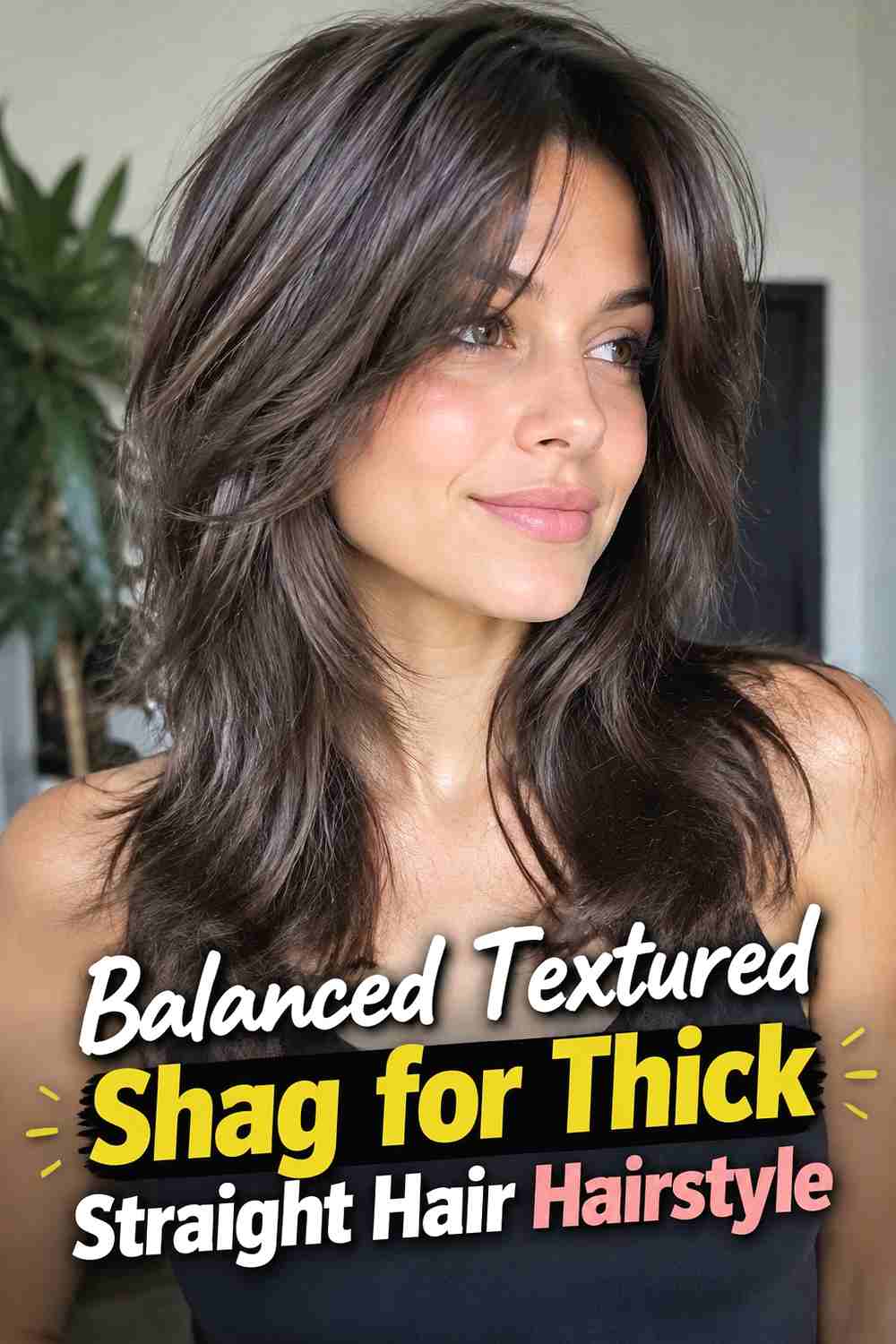 18. Balanced Textured Shag For Thick Straight Hair Hairstyle
