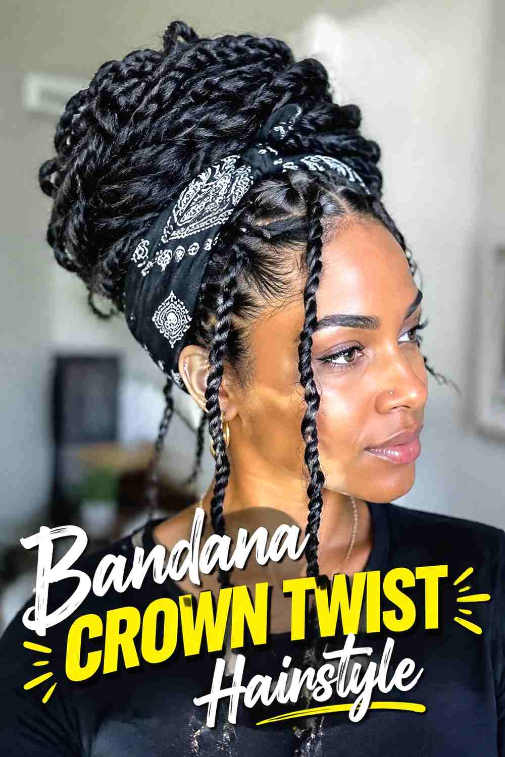 5. Bandana Crown Twist Hairstyle