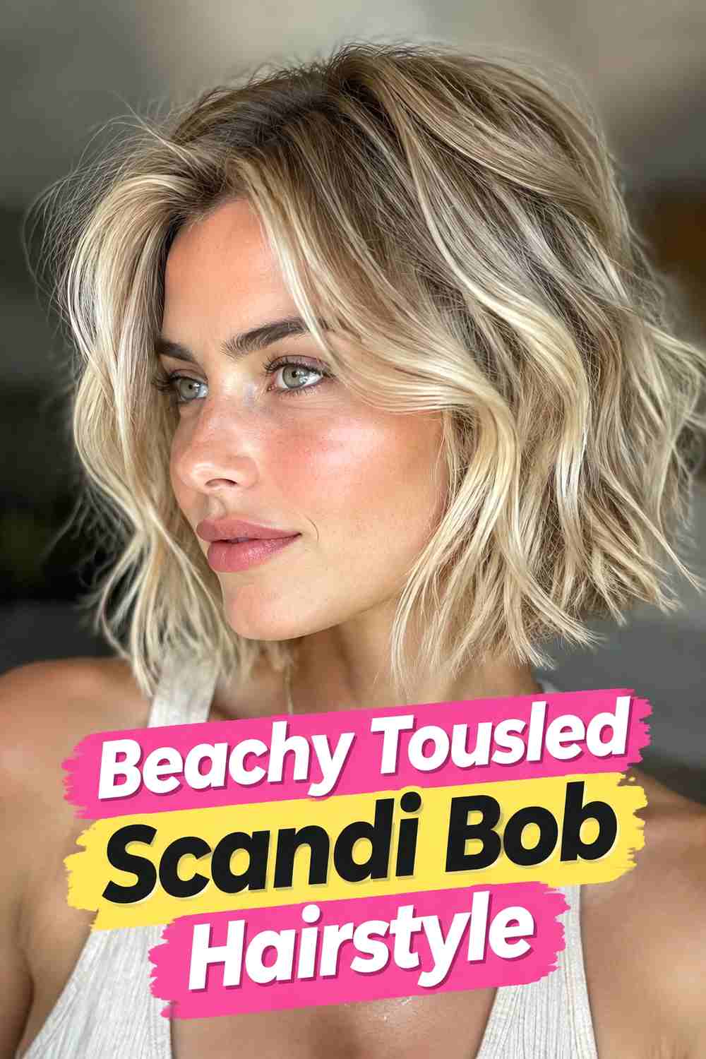 17. Beachy Tousled Scandi Bob Hairstyle