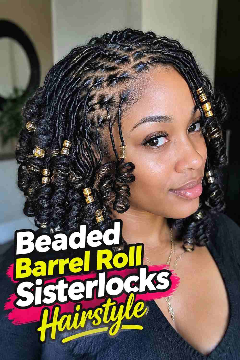 9. Beaded Barrel Roll Sisterlocks Hairstyle