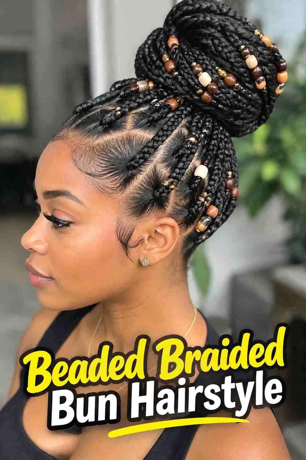 13. Beaded Braided Bun Hairstyle