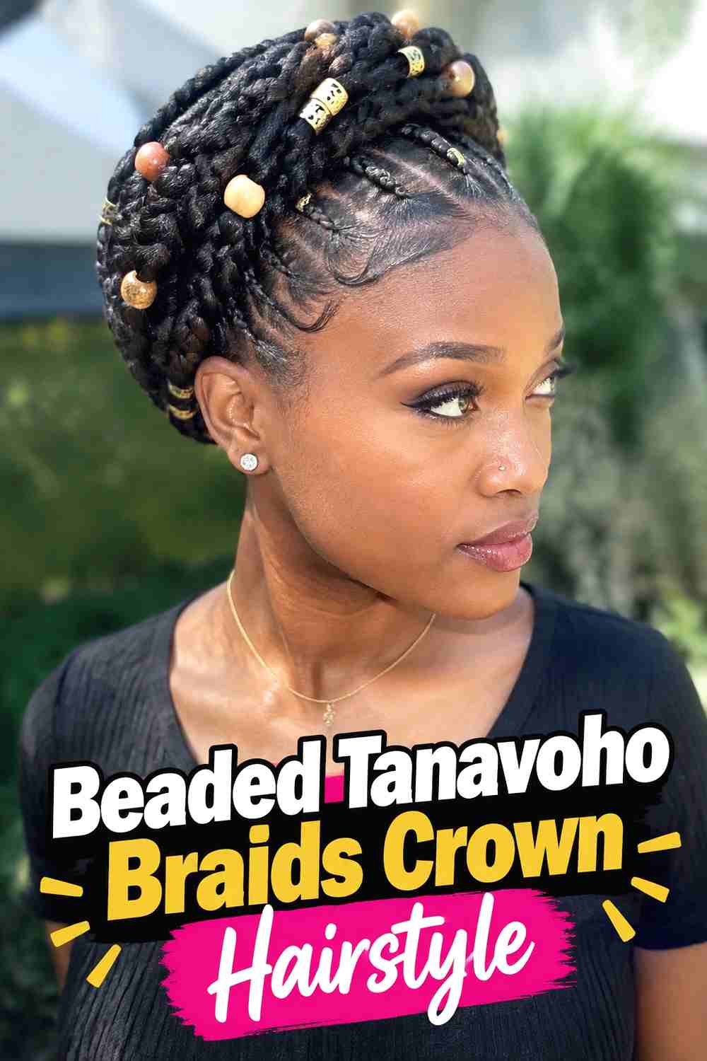 3. Beaded Tanavoho Braids Crown Hairstyle