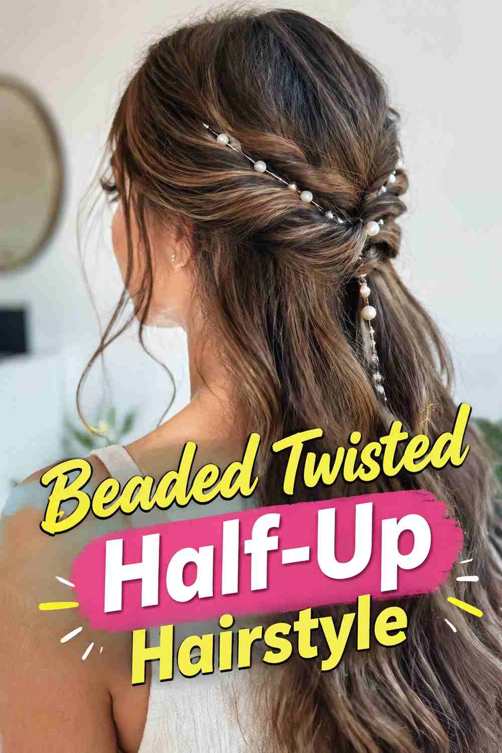 6. Beaded Twisted Half Up Hairstyle