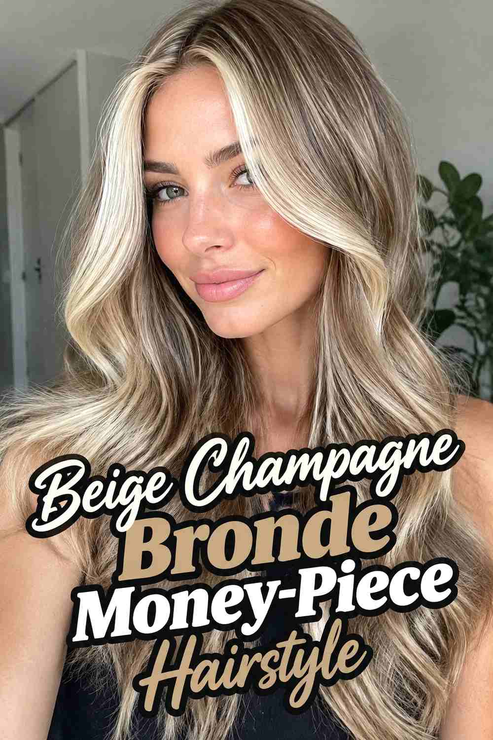 5. Beige Champagne Bronde Money Piece Hairstyle