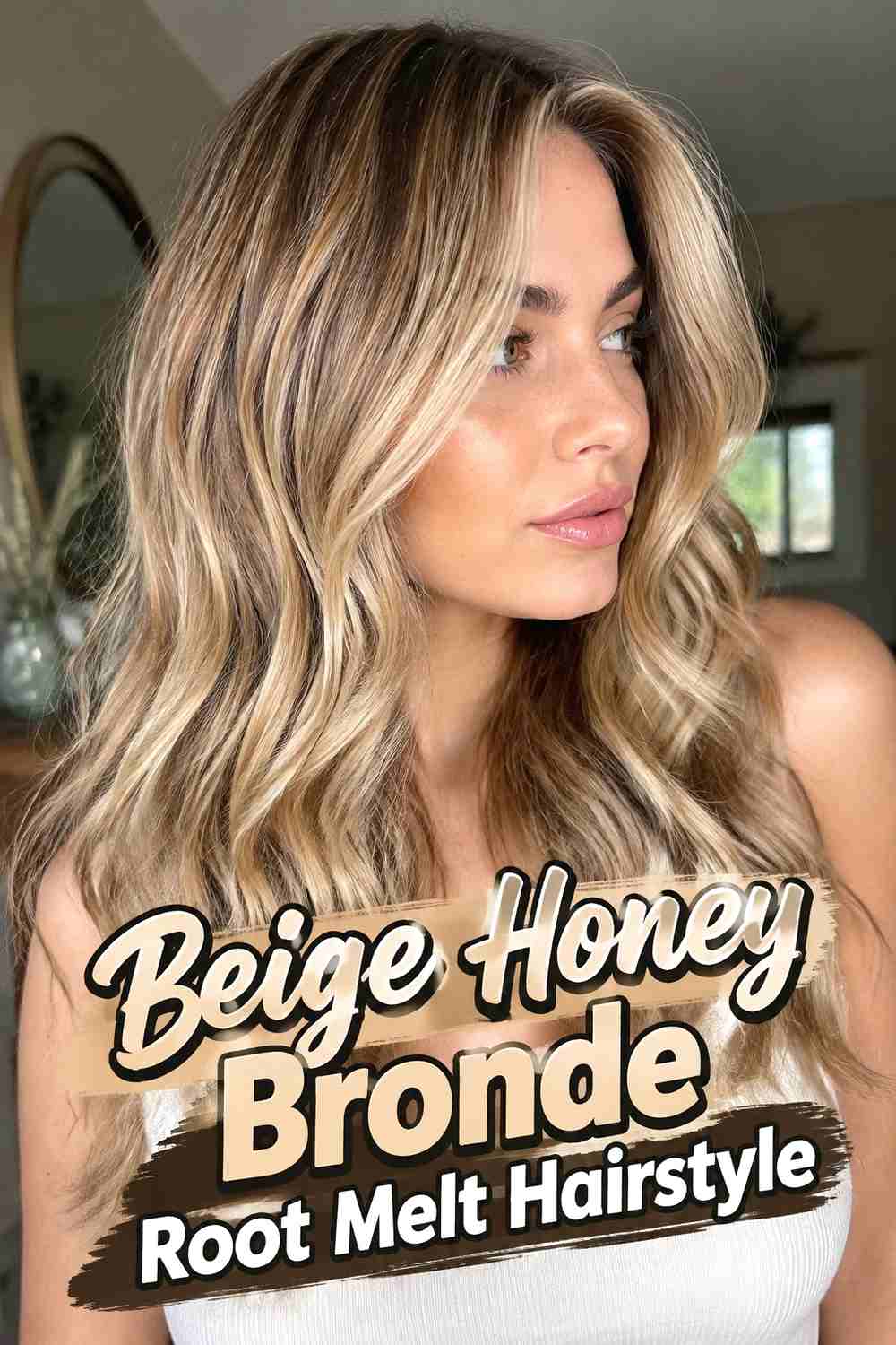 10. Beige Honey Bronde Root Melt Hairstyle