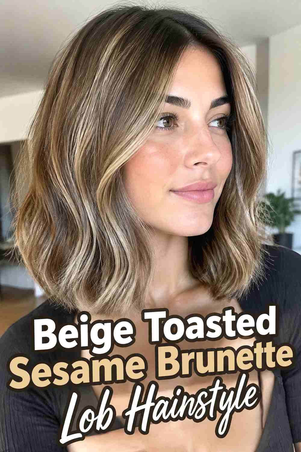 3. Beige Toasted Sesame Brunette Lob Hairstyle