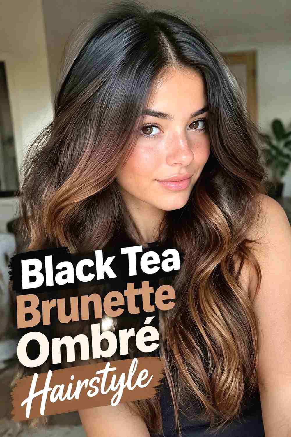 10. Black Tea Brunette Ombre Hairstyle
