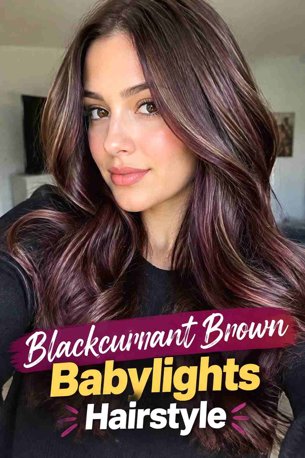 8. Blackcurrant Brown Babylights Hairstyle