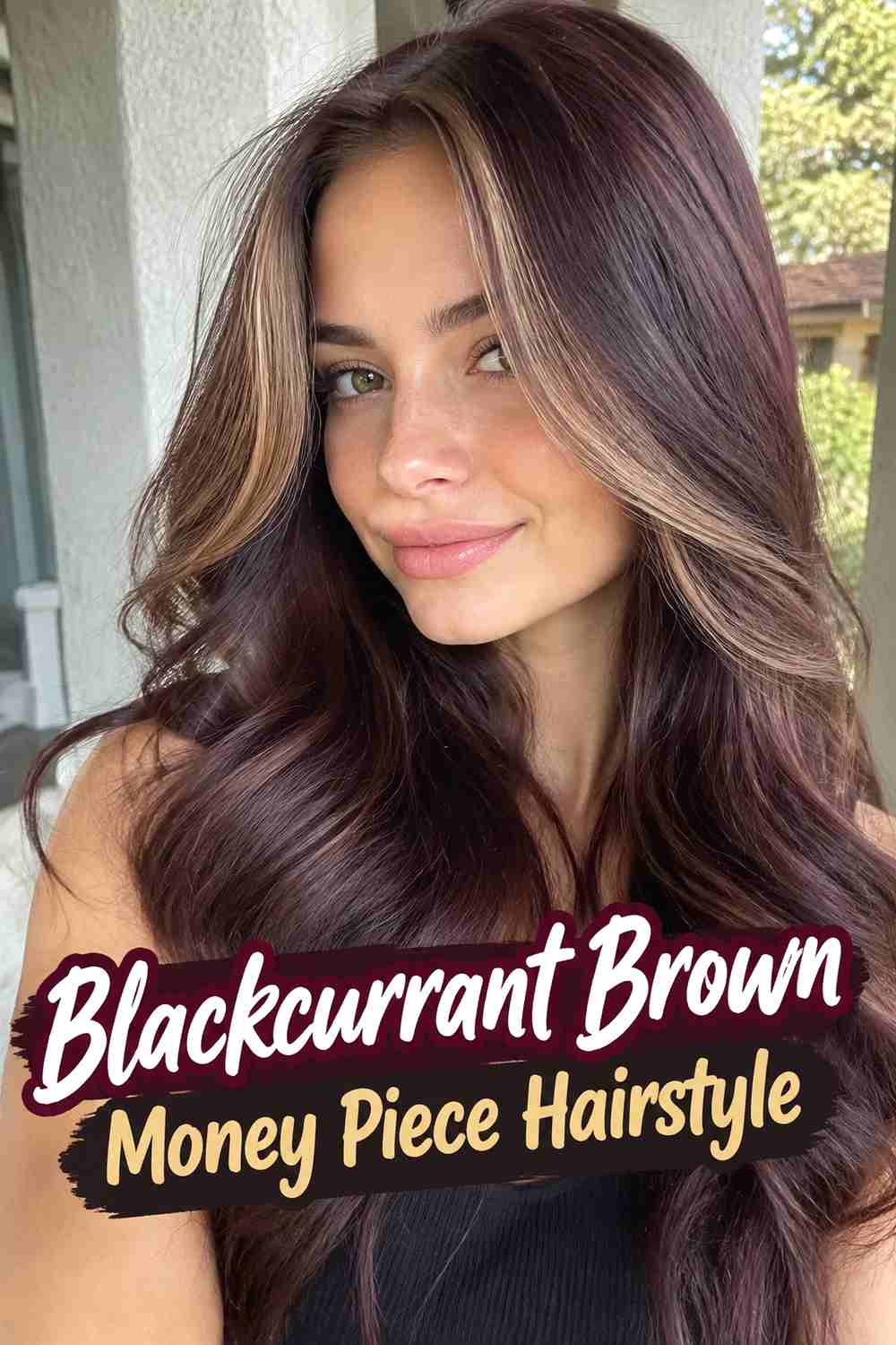 14. Blackcurrant Brown Money Piece Hairstyle