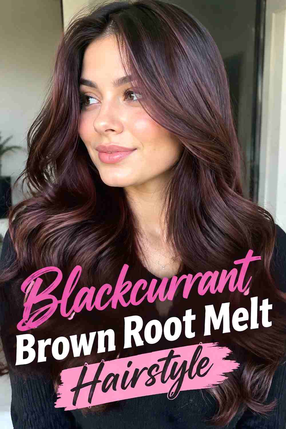 17. Blackcurrant Brown Root Melt Hairstyle