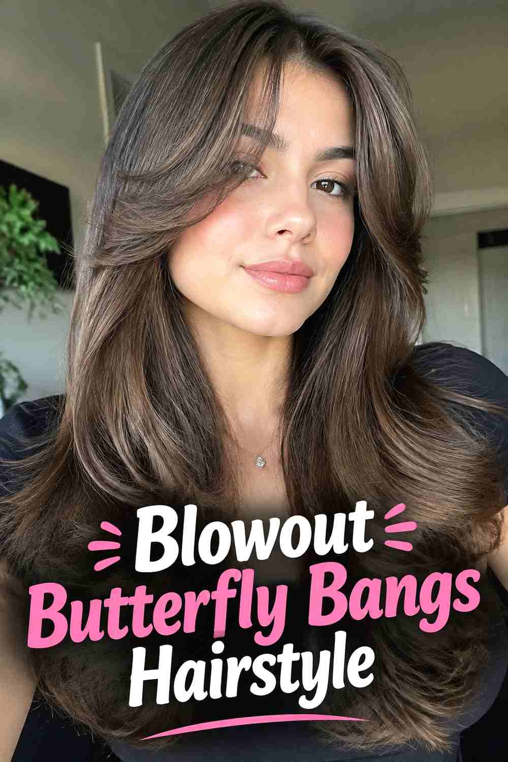 16. Blowout Butterfly Bangs Hairstyle