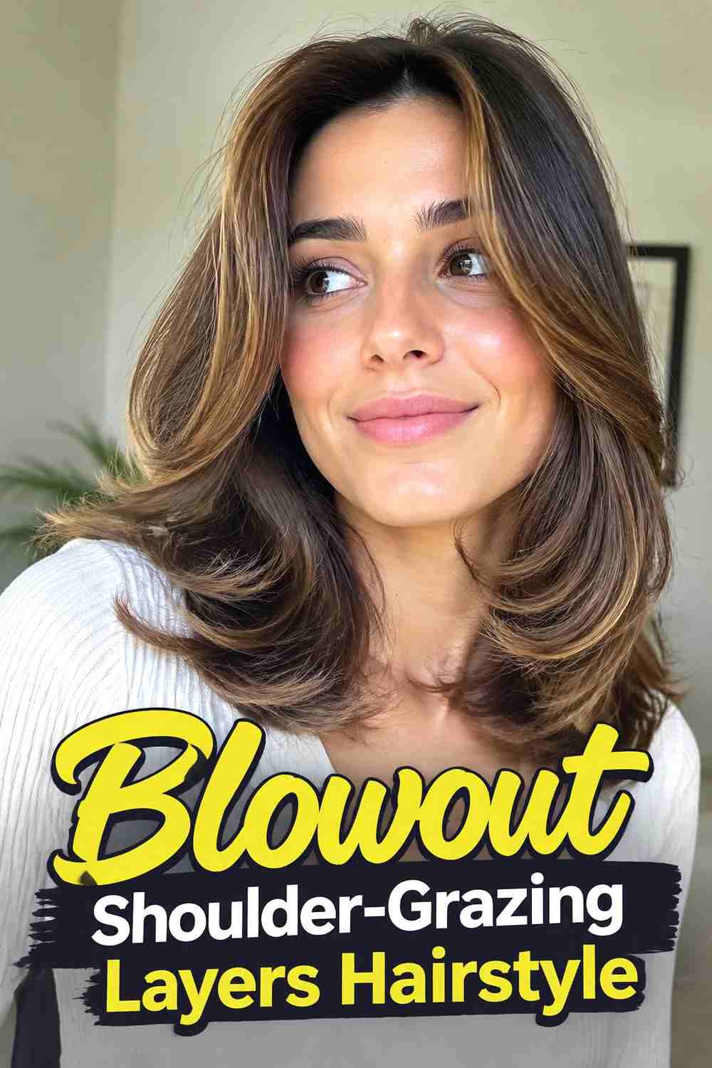15. Blowout Shoulder Grazing Layers Hairstyle