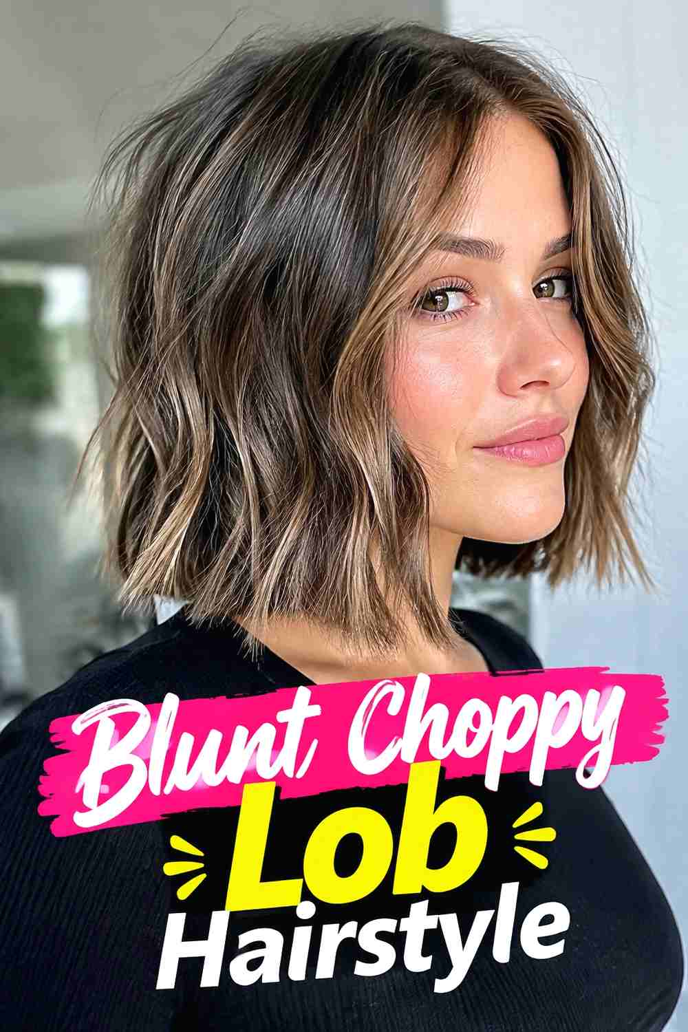 7. Blunt Choppy Lob Hairstyle