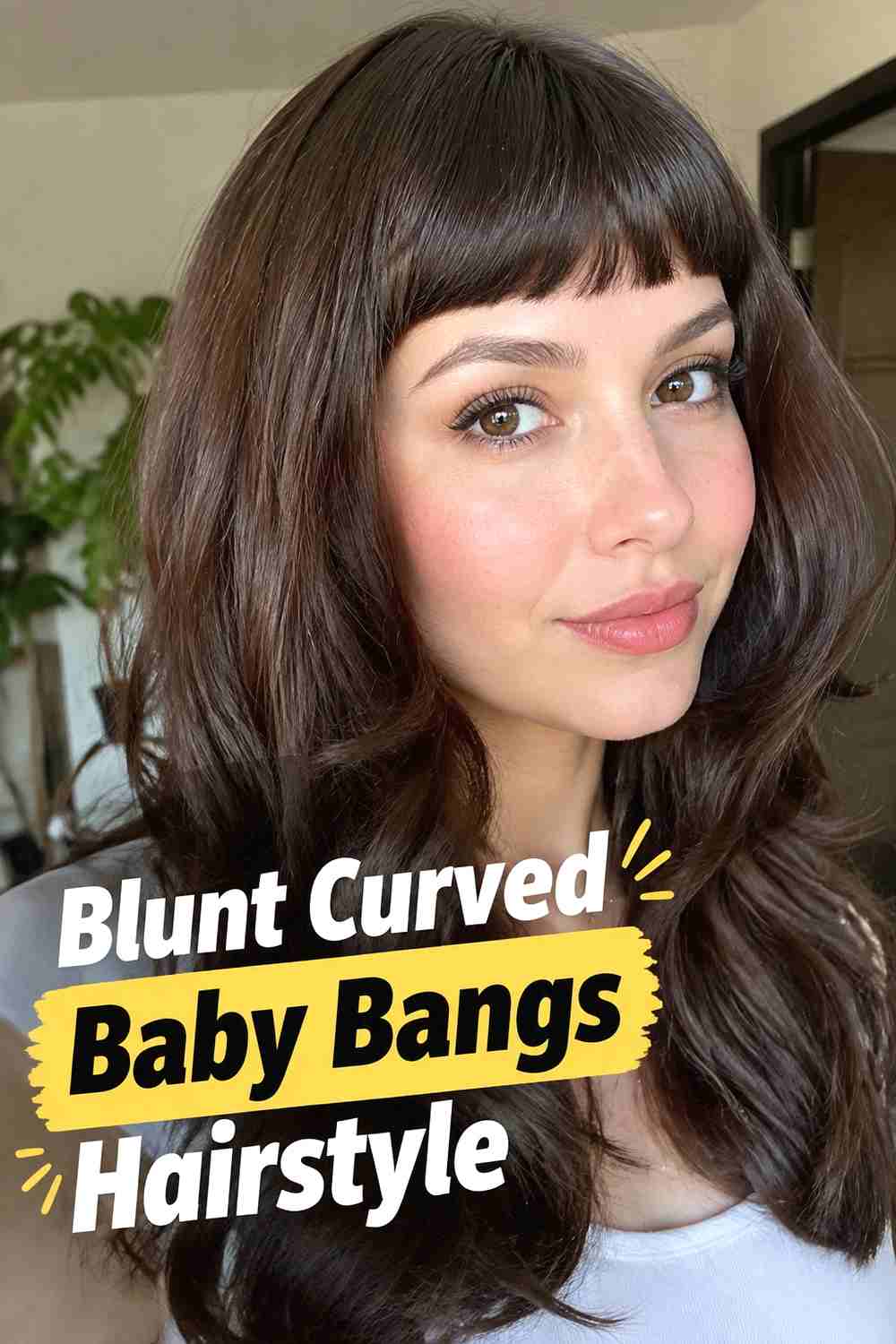 3. Blunt Curved Baby Bangs Hairstyle