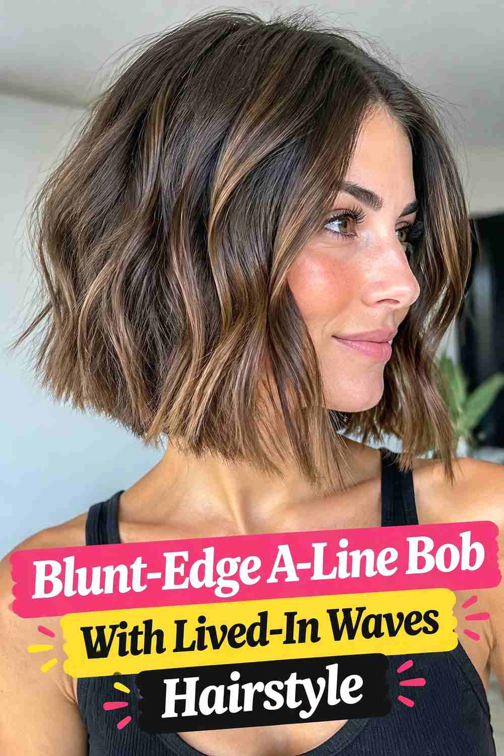9. Blunt Edge A Line Bob With Lived In Waves Hairstyle