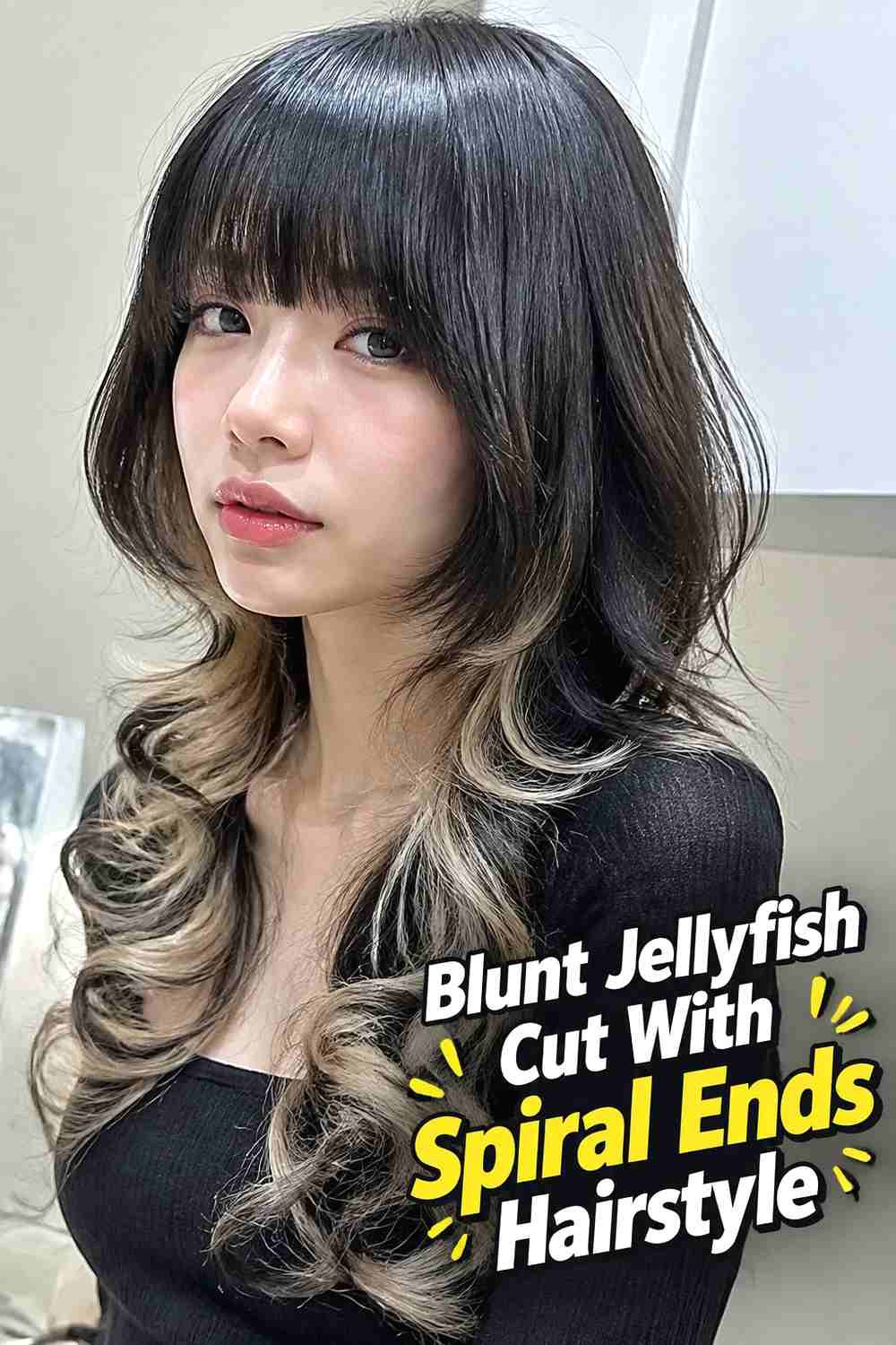 2. Blunt Jellyfish Cut With Spiral Ends Hairstyle
