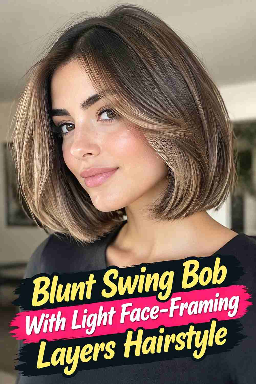 11. Blunt Swing Bob With Light Face Framing Layers Hairstyle