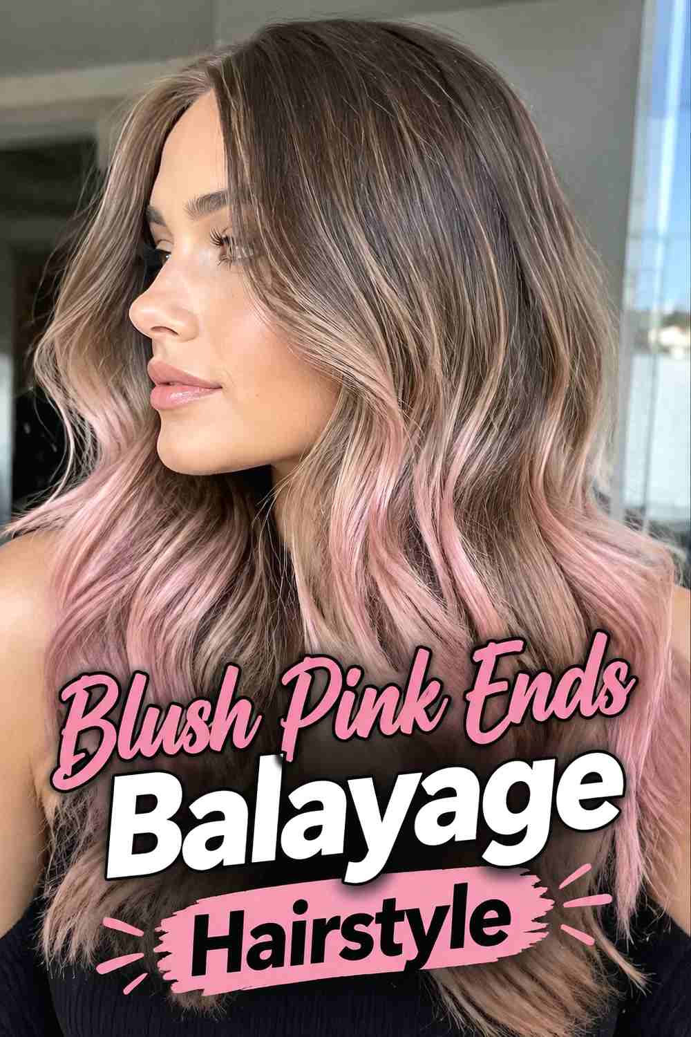 18. Blush Pink Ends Balayage Hairstyle