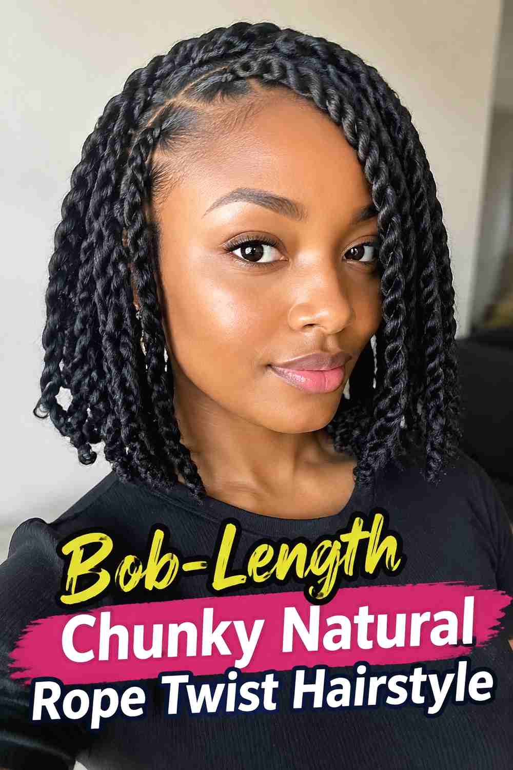 8. Bob Length Chunky Natural Rope Twist Hairstyle