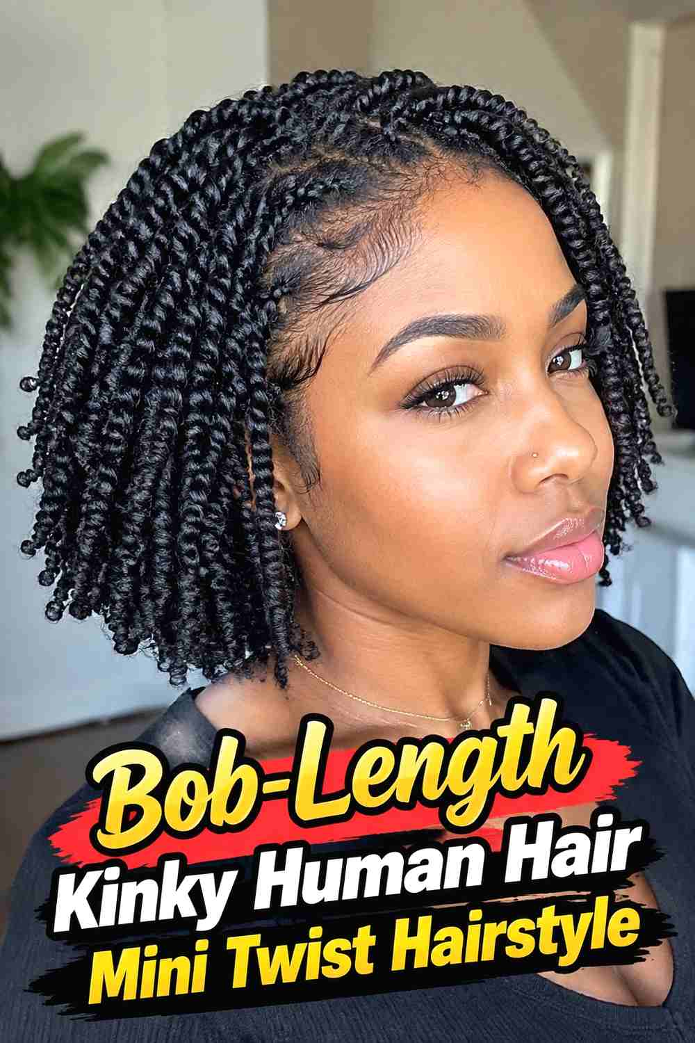 11. Bob Length Kinky Human Hair Mini Twist Hairstyle