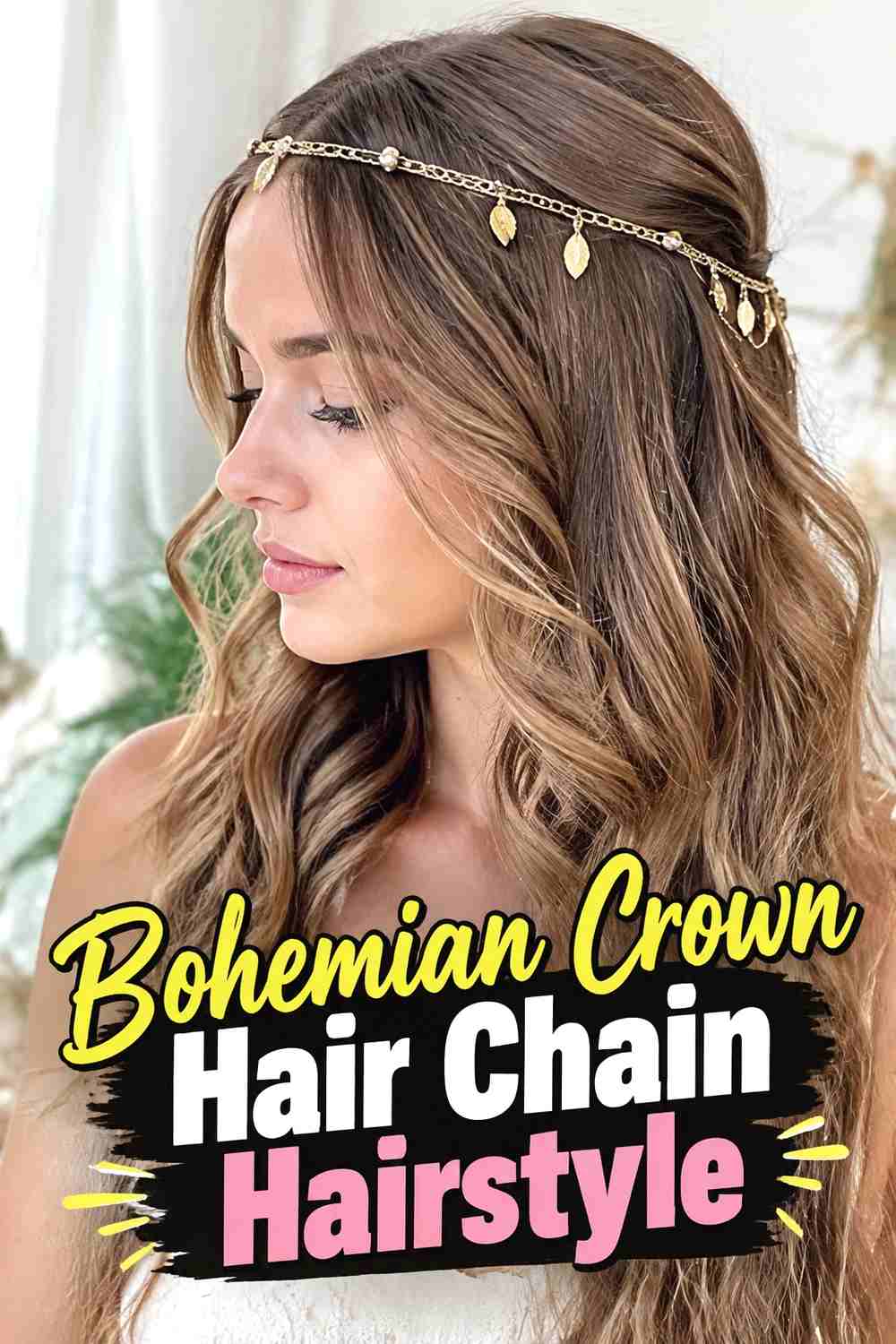 13. Bohemian Crown Hair Chain Hairstyle