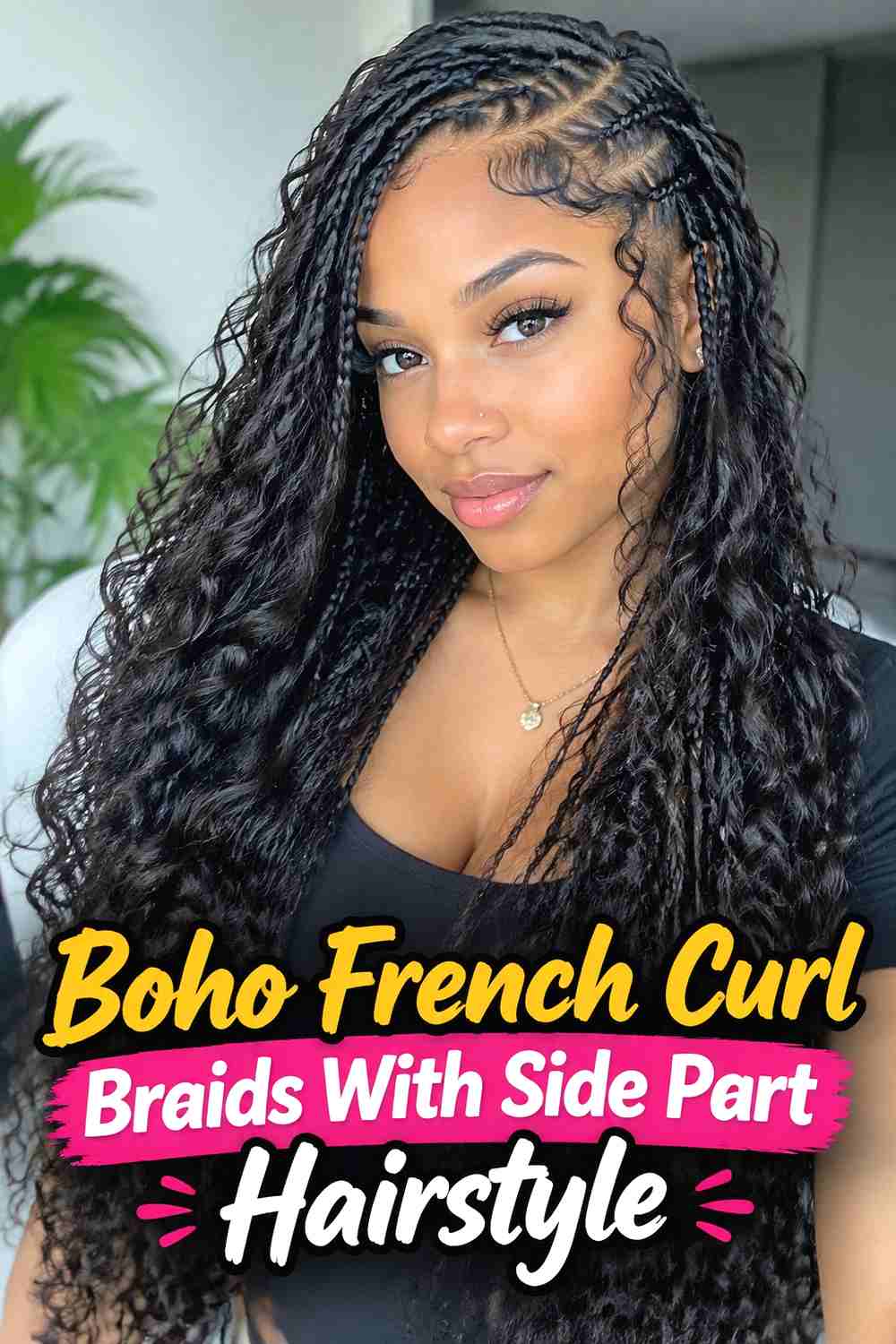 10. Boho French Curl Braids With Side Part Hairstyle