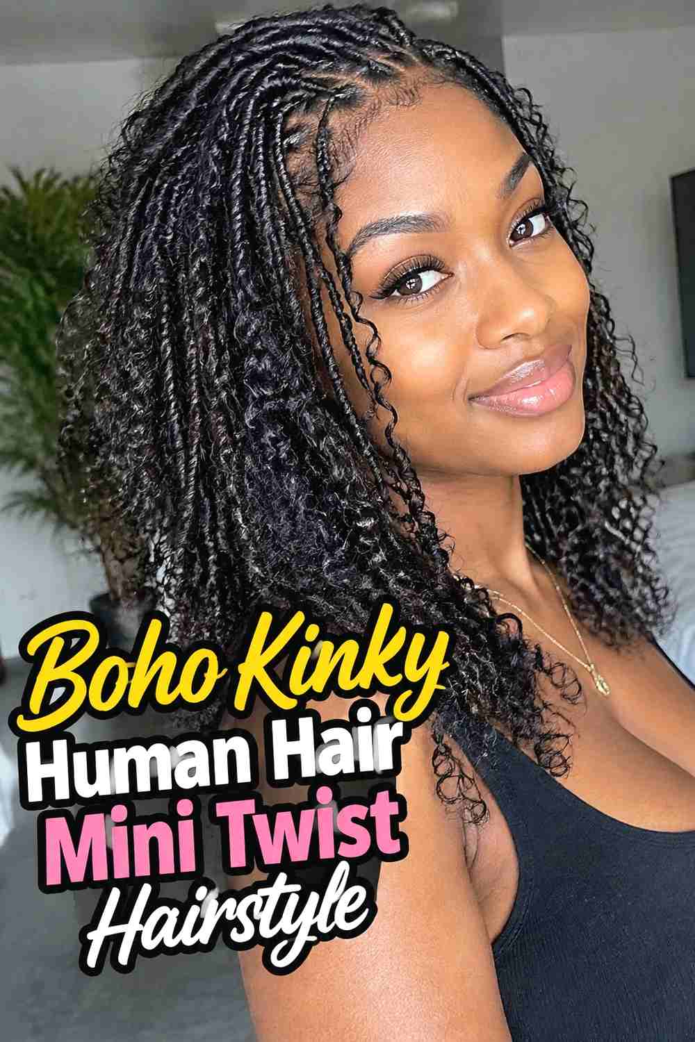 7. Boho Kinky Human Hair Mini Twist Hairstyle