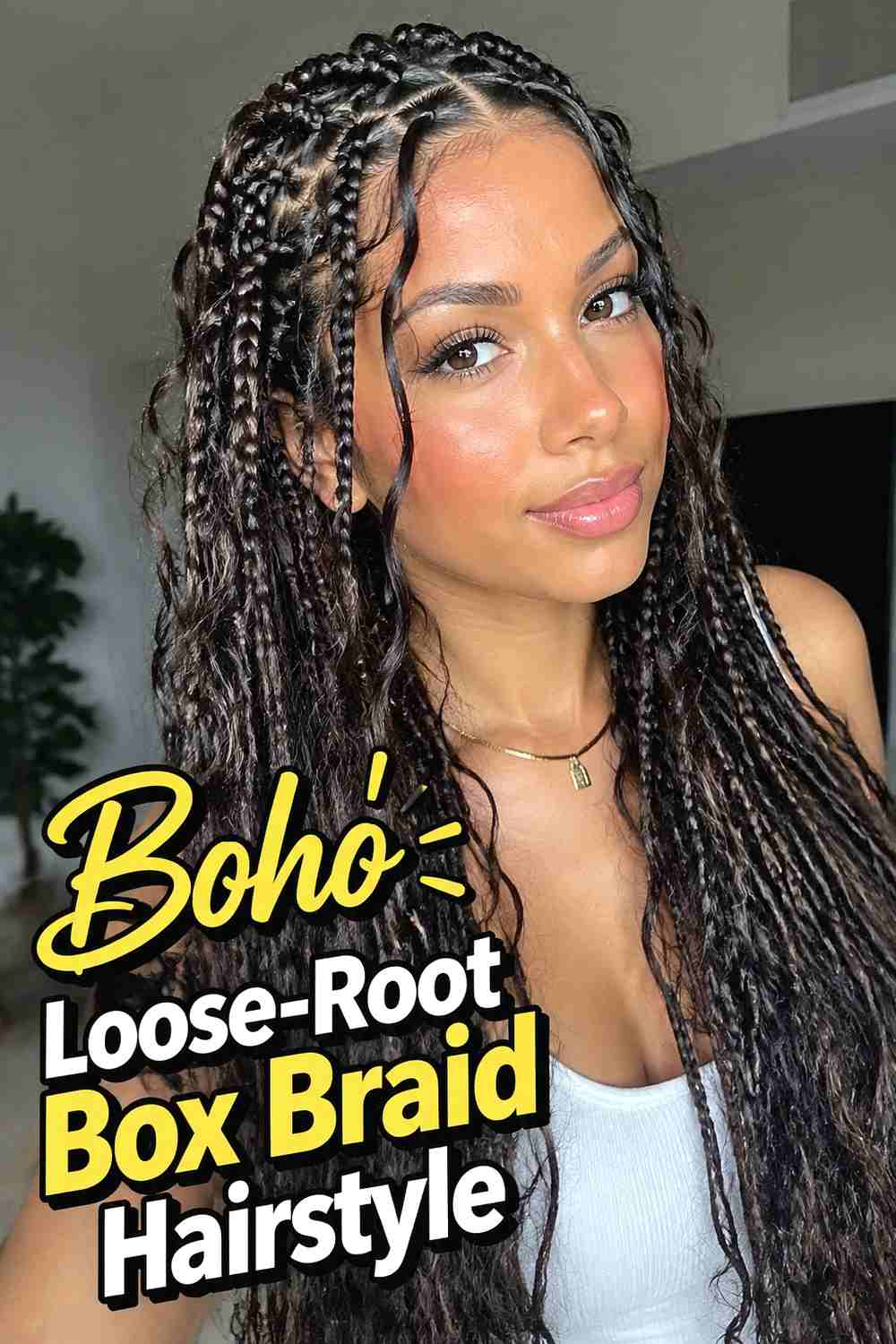 10. Boho Loose Root Box Braid Hairstyle