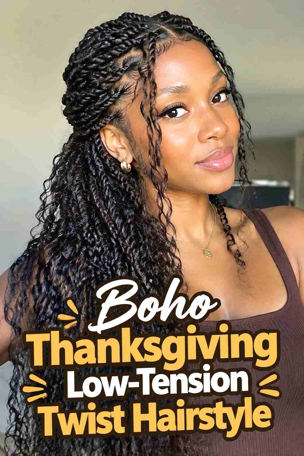 19. Boho Thanksgiving Low Tension Twist Hairstyle