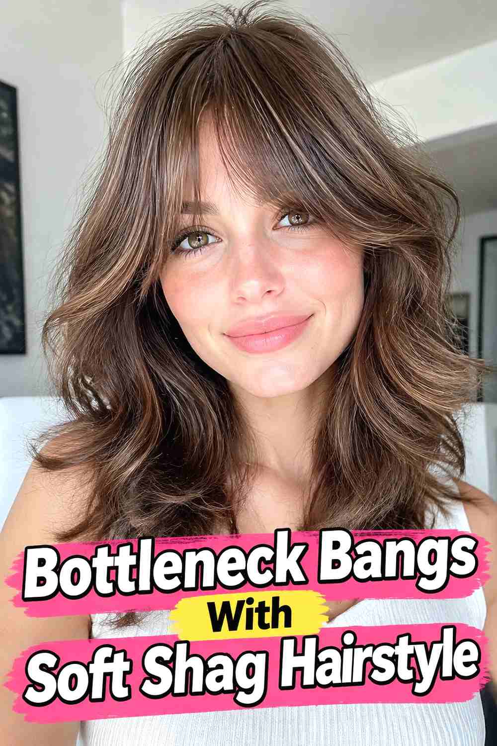 8. Bottleneck Bangs With Soft Shag Hairstyle