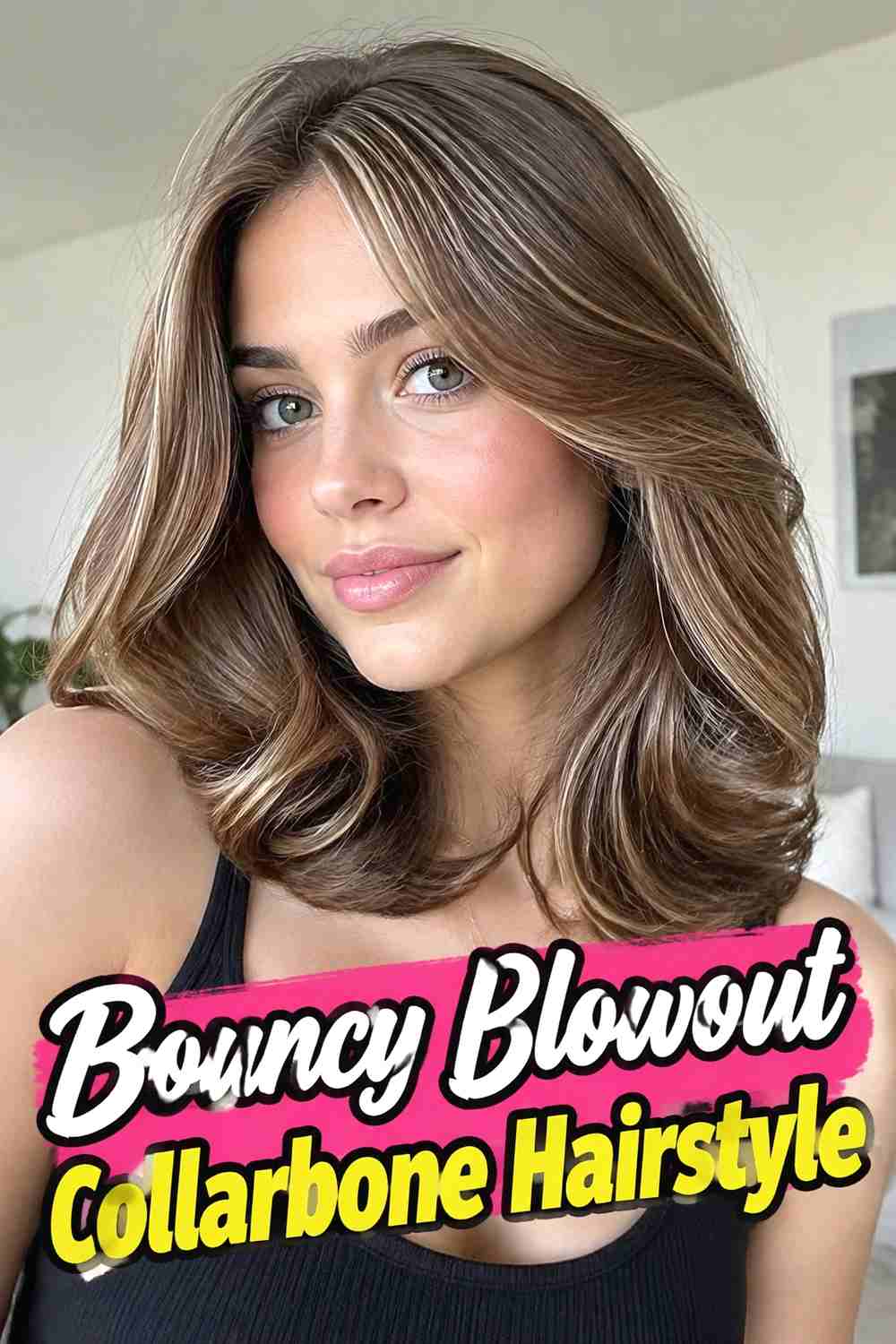 5. Bouncy Blowout Collarbone Hairstyle