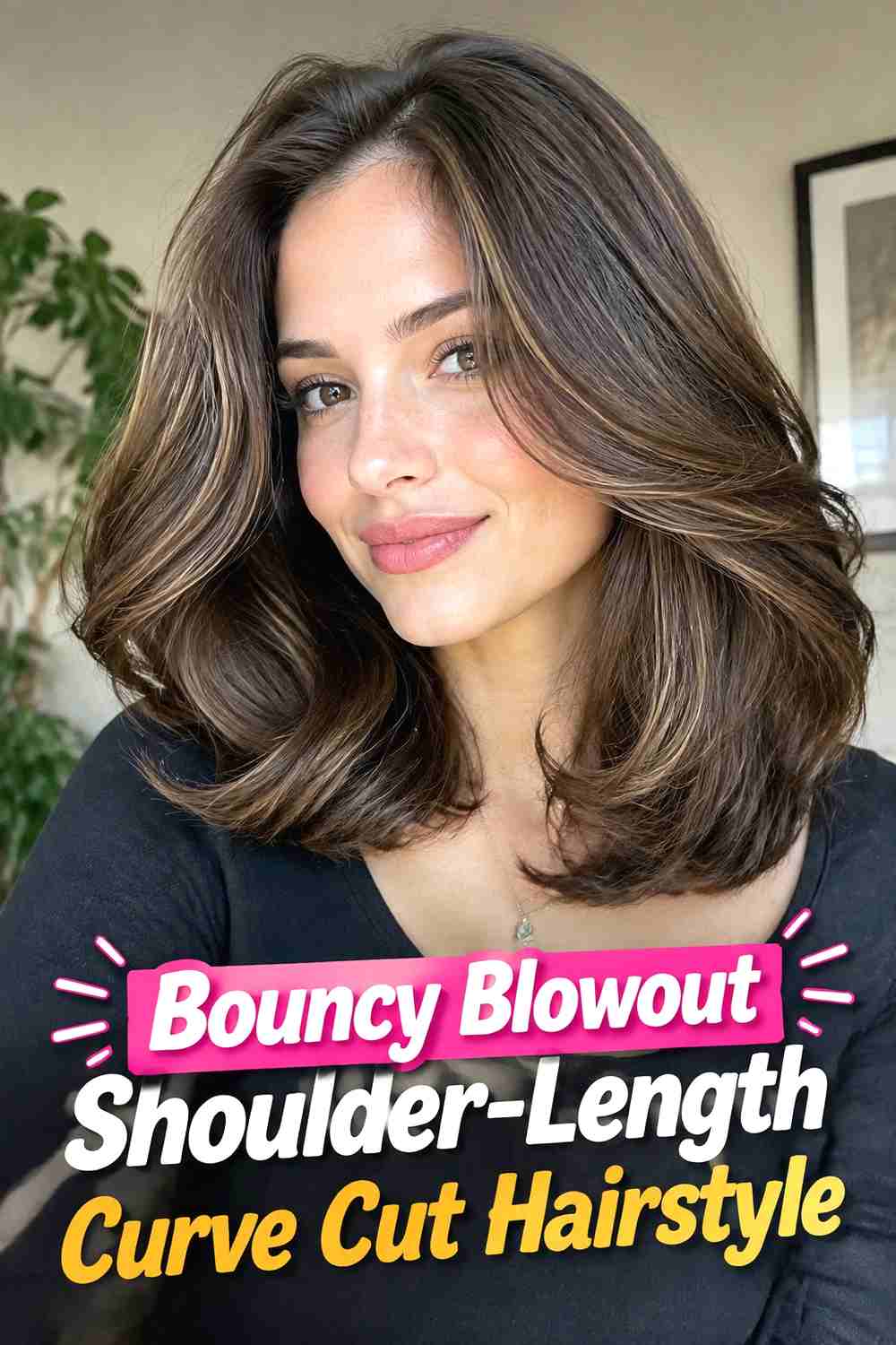 7. Bouncy Blowout Shoulder Length Curve Cut Hairstyle
