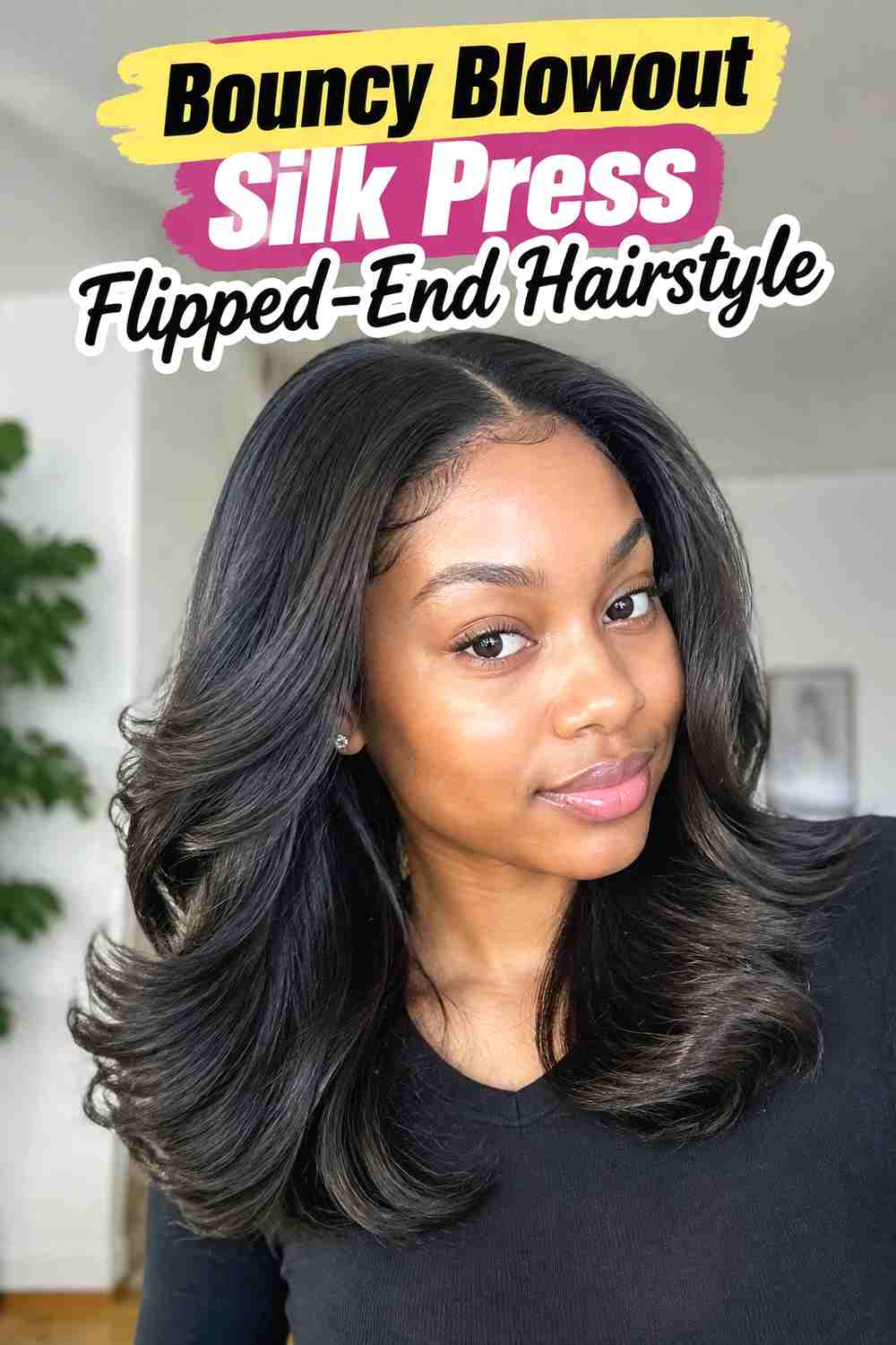 15. Bouncy Blowout Silk Press Flipped End Hairstyle