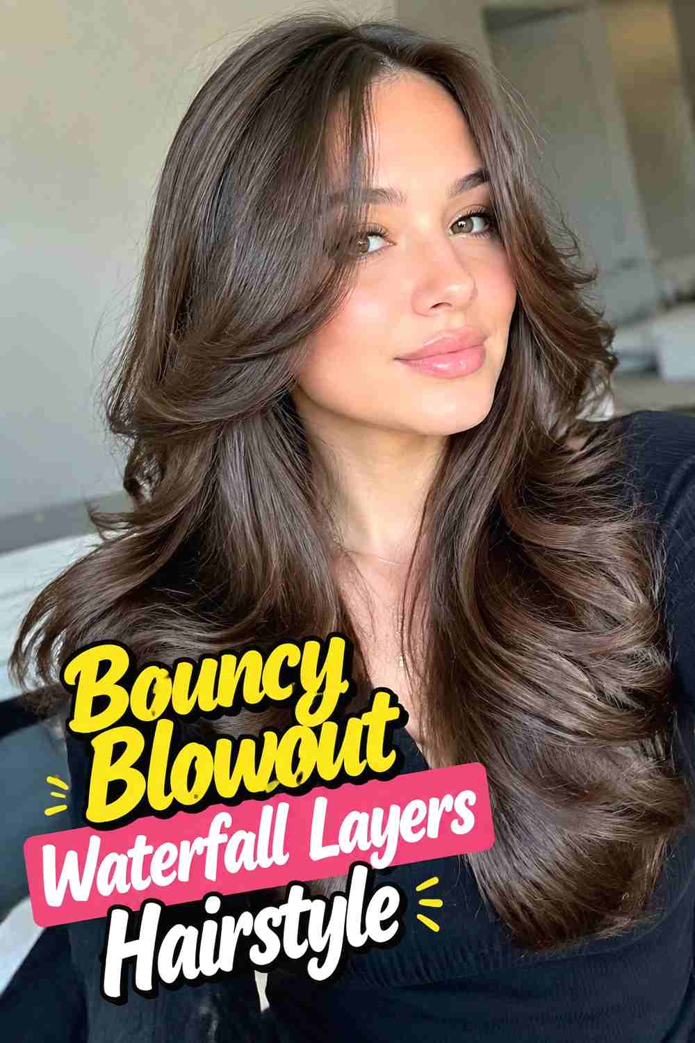 11. Bouncy Blowout Waterfall Layers Hairstyle