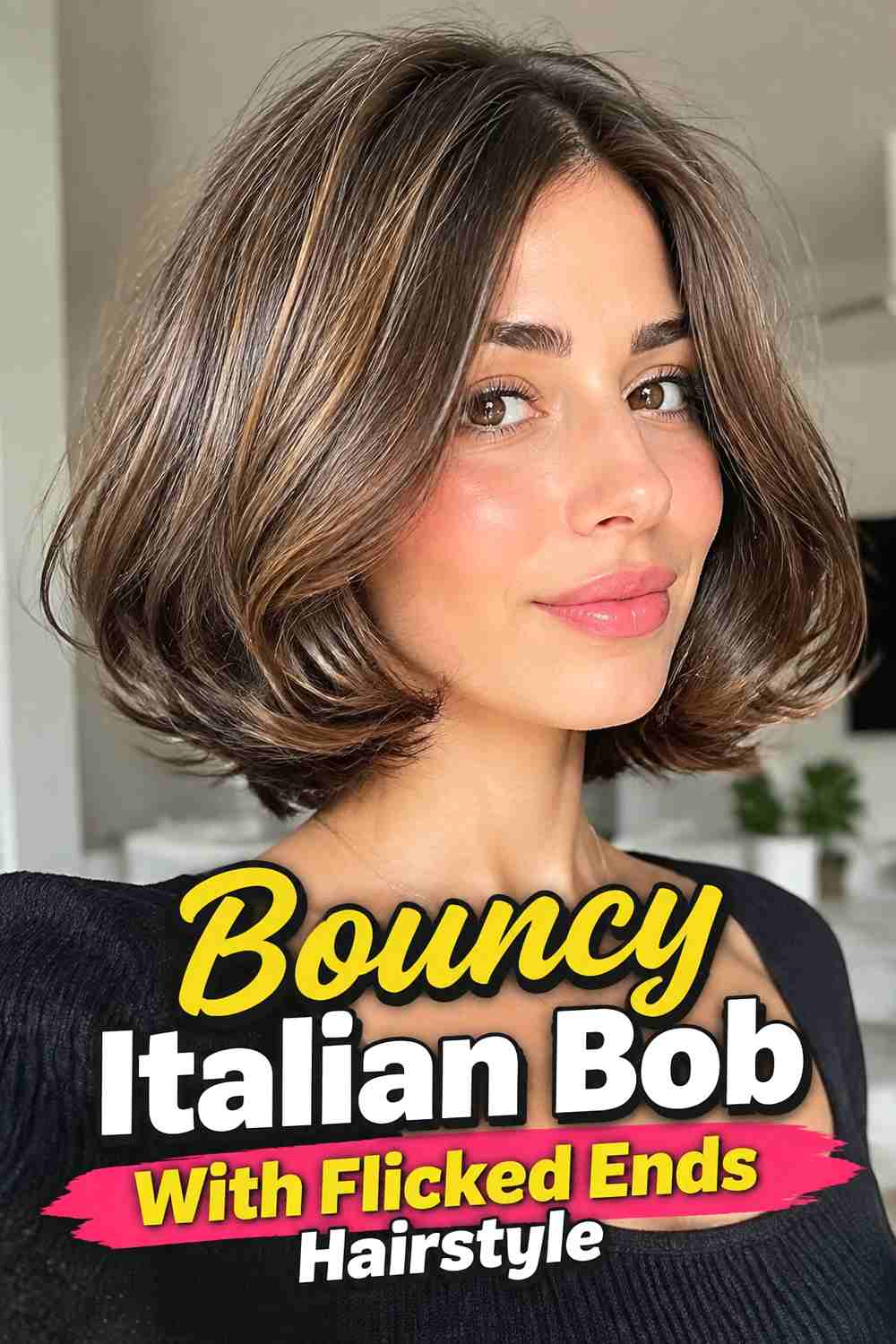 12. Bouncy Italian Bob With Flicked Ends Hairstyle