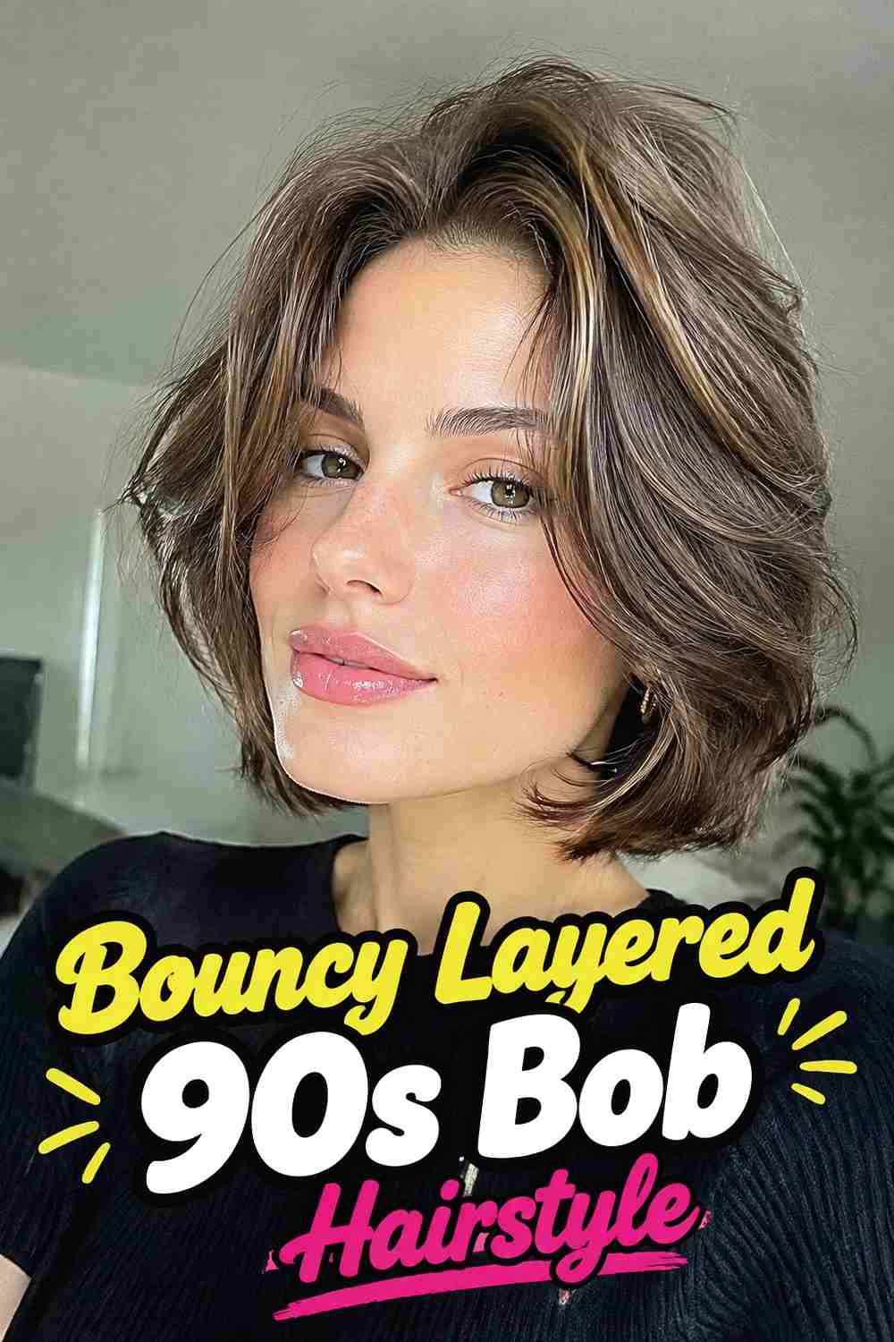 10. Bouncy Layered 90s Bob Hairstyle