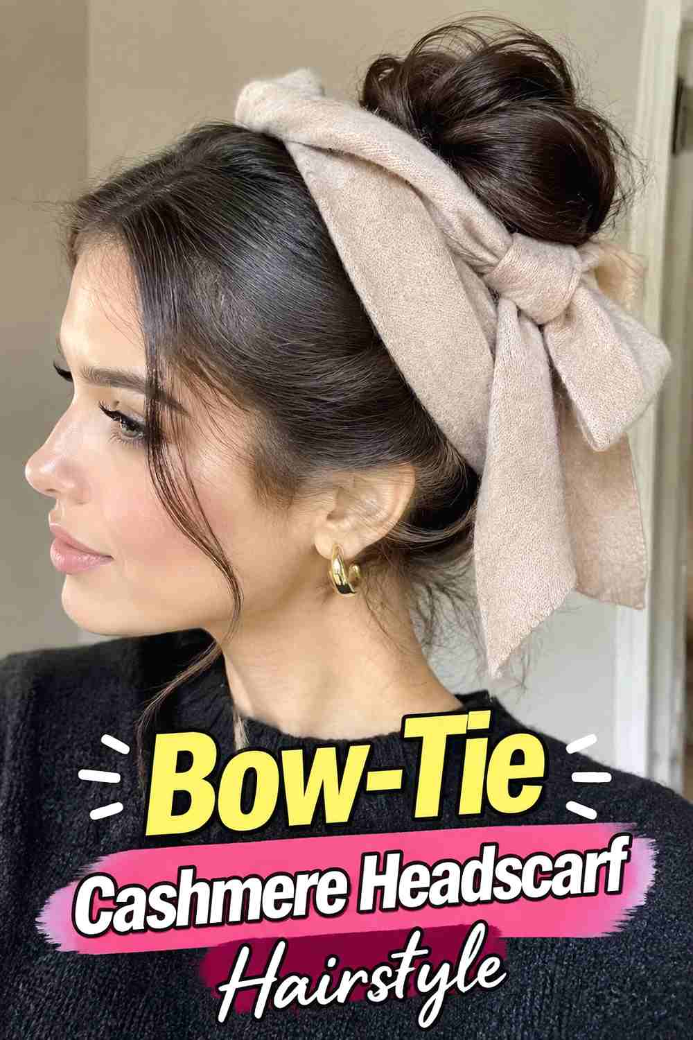 13. Bow Tie Cashmere Headscarf Hairstyle