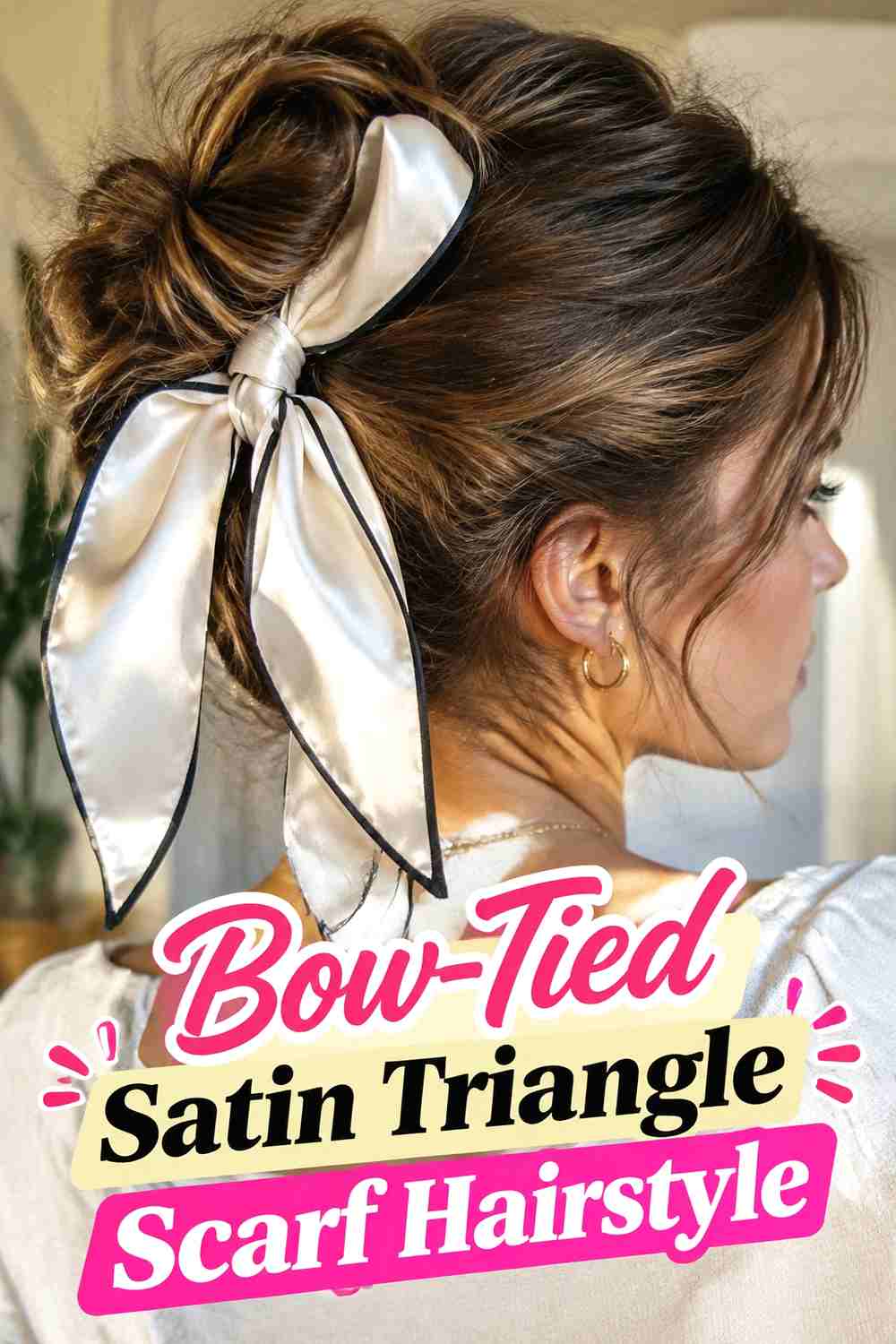 14. Bow Tied Satin Triangle Scarf Hairstyle