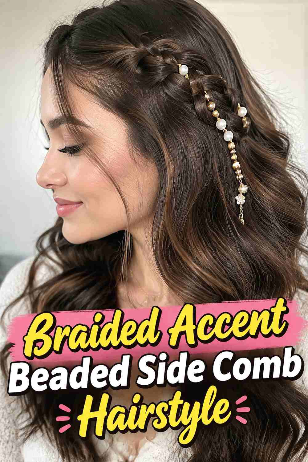 14. Braided Accent Beaded Side Comb Hairstyle