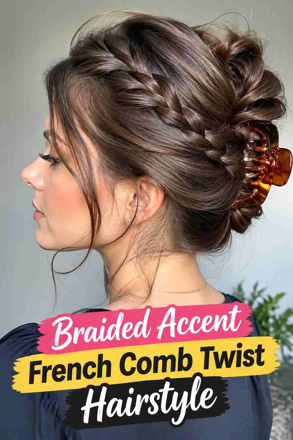 11. Braided Accent French Comb Twist Hairstyle