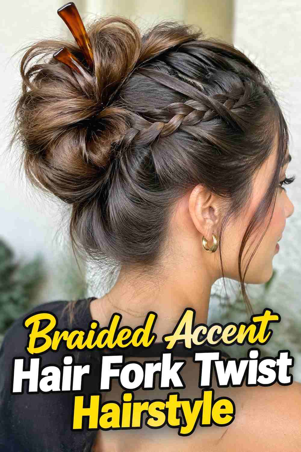 13. Braided Accent Hair Fork Twist Hairstyle